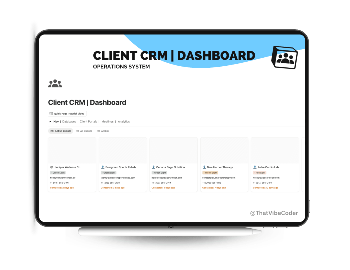Client CRM for managing client relationships in Notion