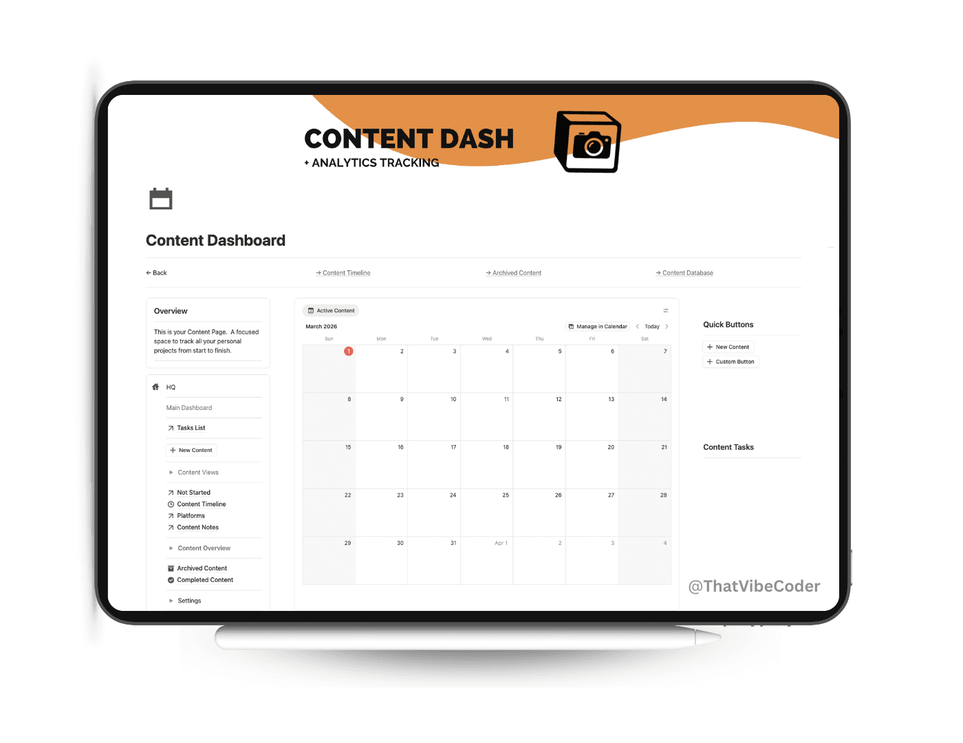 Content Planner for scheduling social media content in Notion