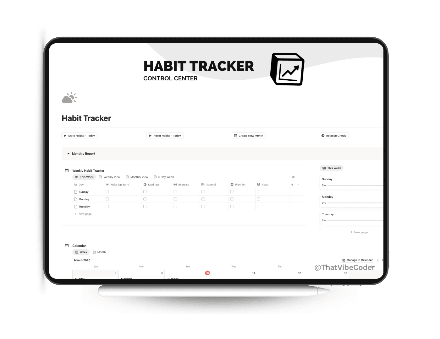 Habit Tracker for building and maintaining daily habits in Notion