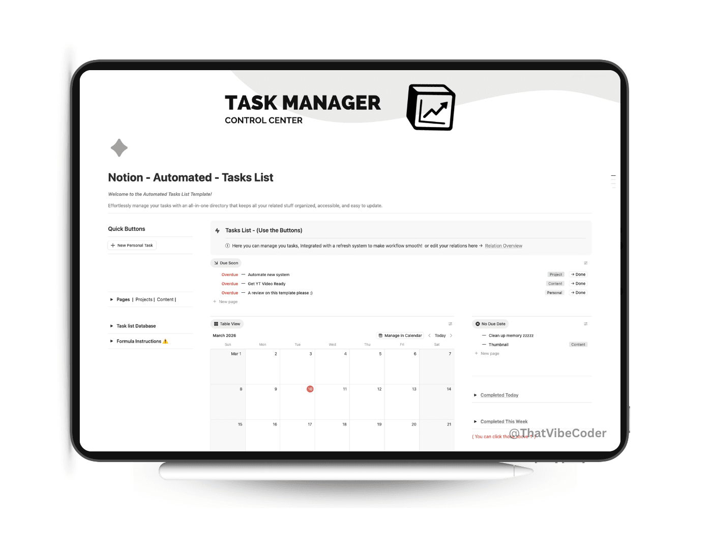 Task Manager for organizing daily tasks and projects in Notion