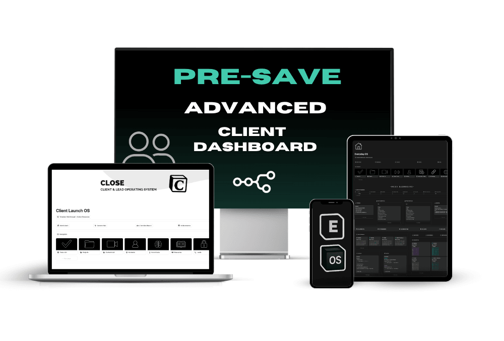 Client & Lead OS - Advanced client dashboard and management system with multi-device mockup